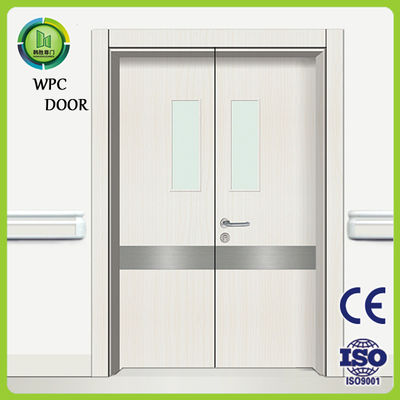 Harga yang bagus Api Rated WPC Double Door Rumah Sakit Gunakan Daur Ulang Dengan Kaca on line